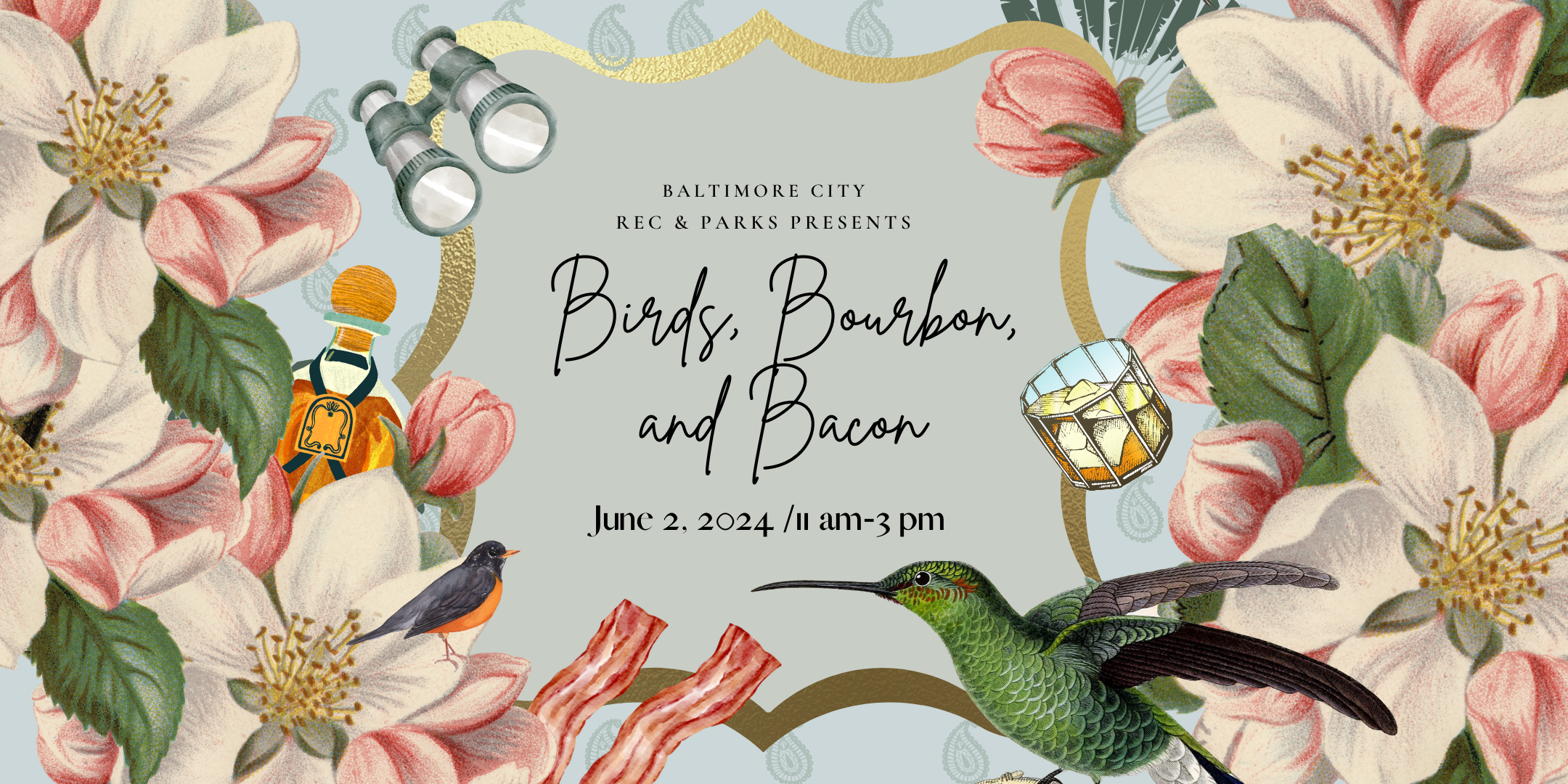 Birds Bourbon and Bacon 2024 Invite